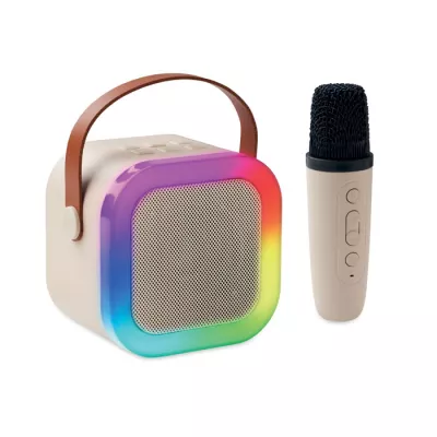 Zestaw karaoke z głośnikiem 5W i mikrofonem KARASET+ - Bezowy (MO2665-13)
