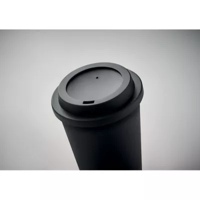Kubek dwuścienny z PP z ustnikiem 300 ml NOLA - Czarny (MO6582-03)