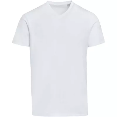 Balfour organiczna koszulka unisex z krótkim rękawem i dekoltem w serek, wykonana z materiału o gramaturze 200 g/m², z certyf - Biały (39665-WHITE)