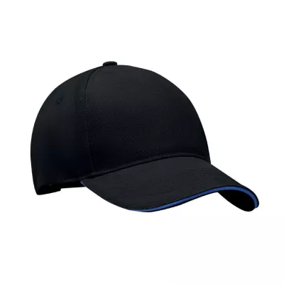 Czapka z daszkiem 5-panelowa 260 g/m² LONG BEACH SINGA - Czarny/Granatowy (MO6875-81)