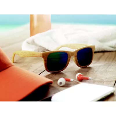 Okulary przeciwsłoneczne lustrzane UV400 WOODIE - Drewna (MO9022-40)