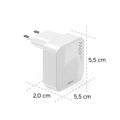 Składana ładowarka ścienna 40W Hama - biały (VH021-02)