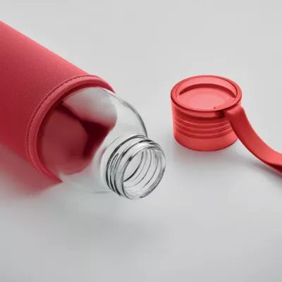 Butelka szklana z recyklingu 500 ml w etui EBOR - Czerwony (MO2089-05)