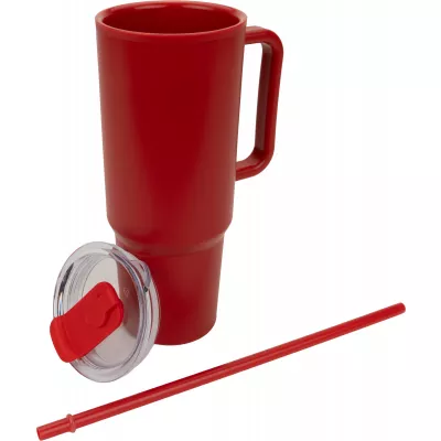 Kubek ze słomką XXL 1200 ml TEODORA - czerwony (8468605)