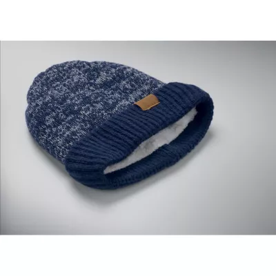Czapka dzianinowa unisex z podszewką polarową PUNTOS - Niebieski (MO3221-04)