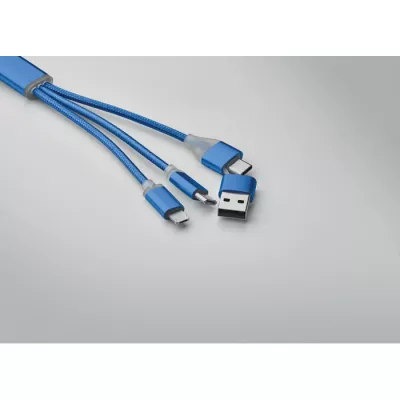 Kabel do ładowania 4 w 1 z brelokiem BLUE - Niebieski (MO2141-37)