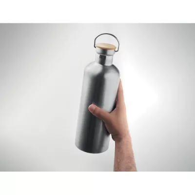 Termos dwuścienny z bambusem 1500 ml HELSINKI EXTRA - Srebrny Mat (MO6676-16)
