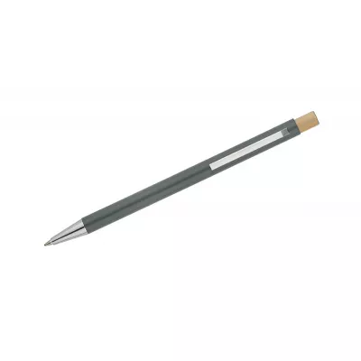 Długopis metalowy z bambusowym przyciskiem KIVO - szary (19732-14)