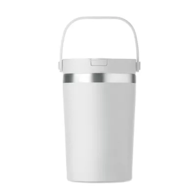 Kubek termiczny ze słomką i paskiem 350 ml COZYCUP - Bialy (MO2922-06)