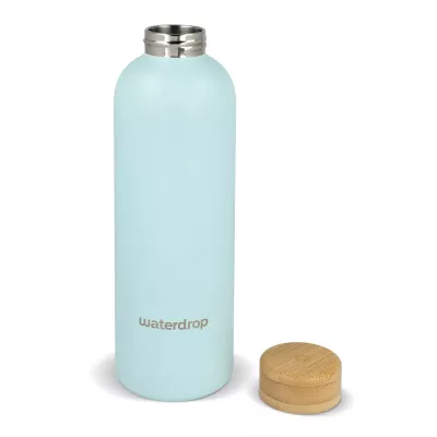 Butelka ze stali nierdzewnej Waterdrop z bambusową nakrętką 600 ml - pastelowoniebieski (LT47002-N0016)