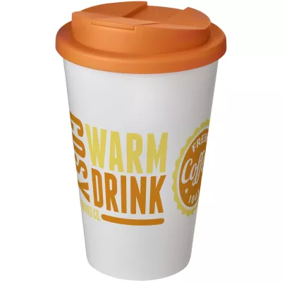 Americano® 350 ml tumbler with spill-proof lid - Biały-Pomarańczowy (21069508)