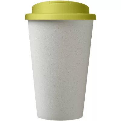 Kubek Americano® Eco z recyklingu o pojemności 350 ml z pokrywą odporną na zalanie - Biały-Limonka (21042565)