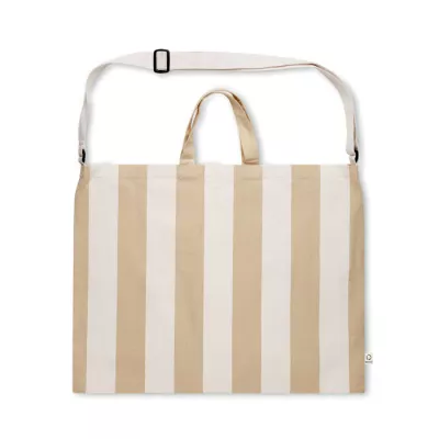 Torba plażowa duża w paski 280 g/m² LAGUNA - Bialy (MO2555-06)