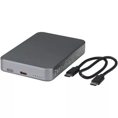 Powerbank Avis 10 000 mAh z recyklingowanego aluminium, z wbudowanym magnesem  - Gun metal (12444582)