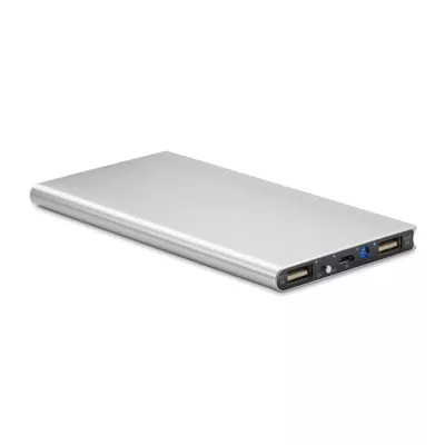 Powerbank solarny z aluminium 8000 mAh SOLAR POWERFLAT - Srebrny Mat (MO9051-16)