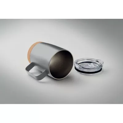 Kubek termiczny stalowy z korkową podstawą 300 ml RUBY - Szary (MO6533-07)