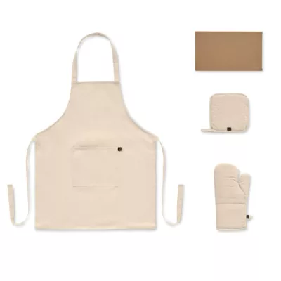 Fartuch z rękawicą i łapką 180 g/m² GALA SET - Bezowy (MO3171-13)