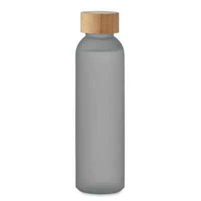 Butelka szklana matowa 500 ml z bambusową zakrętką ABE - Przezroczysty Szary (MO2105-27)