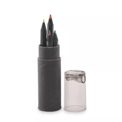 Kredki 6 szt. w pudełku z temperówką NEGRO - Czarny (MO2468-03)