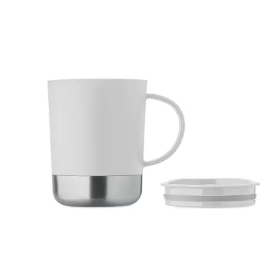 Kubek z PP z przesuwaną pokrywką 300 ml BEAKER - Bialy (MO2772-06)