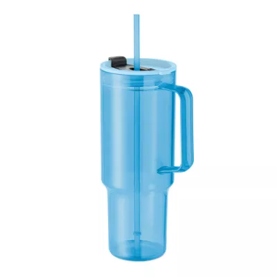 Kubek z RPET ze słomką 1200 ml MUGORA - Przezroczysty Blekitny (MO2964-52)