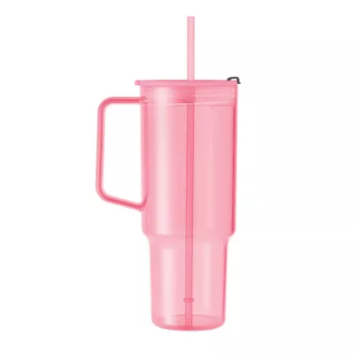 Kubek z RPET ze słomką 1200 ml MUGORA - Przezroczysty Rózowy (MO2964-31)