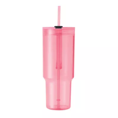 Kubek z RPET ze słomką 1200 ml MUGORA - Przezroczysty Rózowy (MO2964-31)
