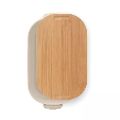 Lunchbox z PP z bambusową pokrywką 700 ml LEKKER - Bezowy (MO2459-13)