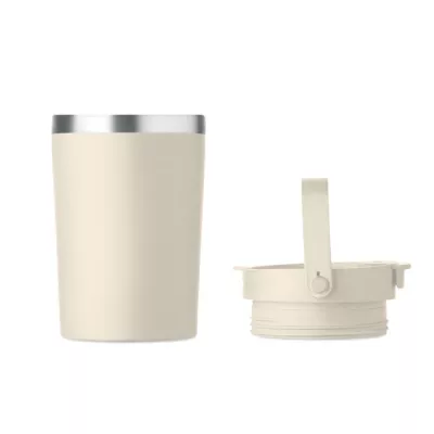 Kubek termiczny ze słomką i paskiem 350 ml COZYCUP - Bezowy (MO2922-13)