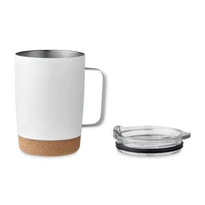 Kubek termiczny stalowy z korkową podstawą 300 ml RUBY - Bialy (MO6533-06)