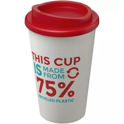 Kubek Americano Eco z recyklingu o pojemności 350 ml - Biały-Czerwony (21042216)
