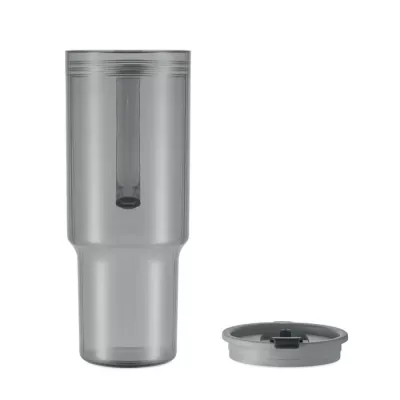 Kubek z RPET ze słomką 1200 ml MUGORA - Przezroczysty Szary (MO2964-27)