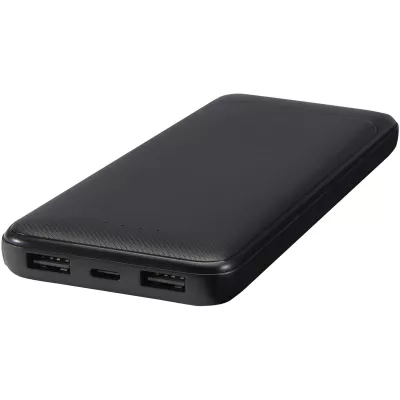 Adhil powerbank o pojemności 10.000 mAh i mocy 10 W z tworzyw sztucznych pochodzących z recyklilngu z 2 wbudowanymi kablami - Czarny (12445990)