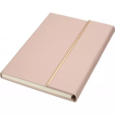 Notatnik A5 ze skóry z recyklingu, w linie z długopisem metalowym CrisMa MAGGIE - miedziany (2476395)