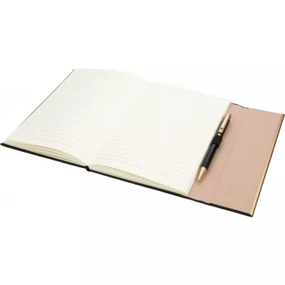 Notatnik A5 ze skóry z recyklingu, w linie z długopisem metalowym CrisMa MAGGIE - czarny (2476303)