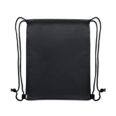 Worek ze sznurkiem z RPET 600D z kieszenią BANGKOK BAG - Czarny (MO2639-03)