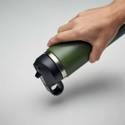 Butelka termiczna ze słomką z recyklingu 500 ml IVALO - Ciemnozielony (MO6938-60)