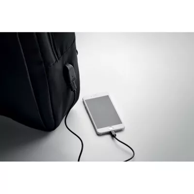 Plecak na laptop 13" z RPET z kablem USB SEOUL - Czarny (MO6328-03)
