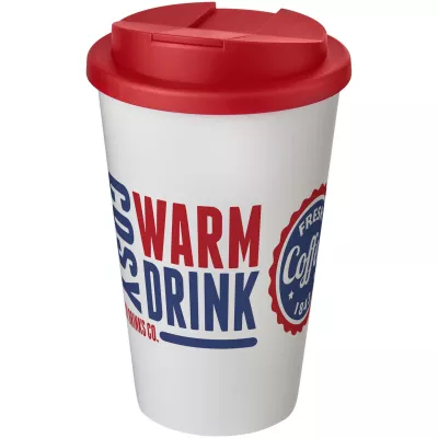 Americano® 350 ml tumbler with spill-proof lid - Biały-Czerwony (21069502)