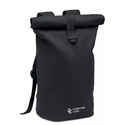 Plecak rolltop z płótna 340 g/m² ZURICH ROLL - Czarny (MO6704-03)