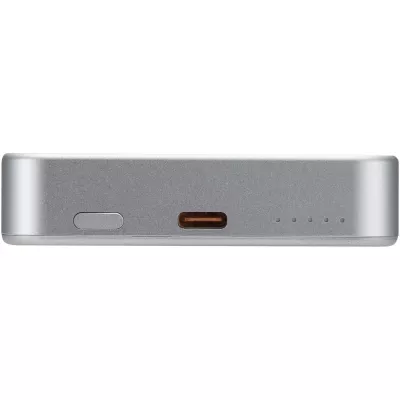 Powerbank Avis 10 000 mAh z recyklingowanego aluminium, z wbudowanym magnesem  - Srebrny (12444581)