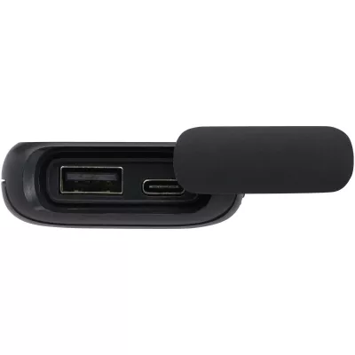 Alkes wodoodporny powerbank z karabińczykiem o pojemności 5000 mAh i mocy 12 W, wykonany z tworzyw sztucznych pochodzących z recyklingu - Czarny (12447090)