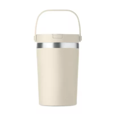 Kubek termiczny ze słomką i paskiem 350 ml COZYCUP - Bezowy (MO2922-13)