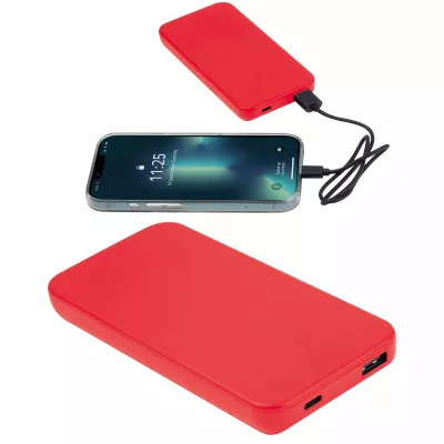 Power bank z ABS z recyklingu 10 000 mAh PRESTON - czerwony (3549405)