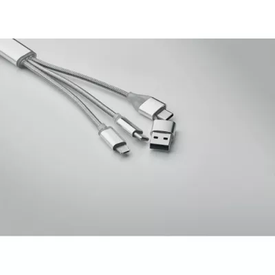 Kabel do ładowania 4 w 1 z brelokiem BLUE - Srebrny (MO2141-14)