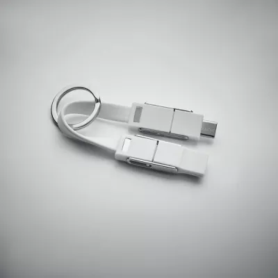 Brelok z kablem do ładowania 4 w 1 KEY C - Bialy (MO6820-06)