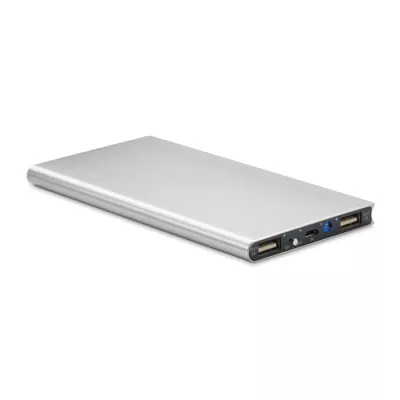 Powerbank płaski aluminiowy 8000 mAh POWERFLAT8 - Srebrny Mat (MO8839-16)