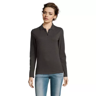 Polo damskie 180 g/m² Sol's PERFECT LSL WOMEN - Charcoal Melange (S02083-CE)