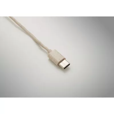 Zestaw kabli w etui ze słomy pszenicznej CABSTRA - Bezowy (MO2921-13)