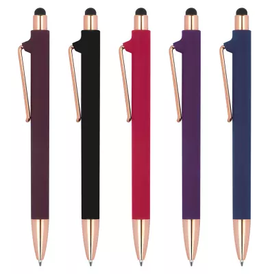 Długopis plastikowy soft touch LENA - czerwony (1387305)